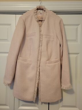 VENUS Pale Pink Bouclé Fringe Open-Front Jacket